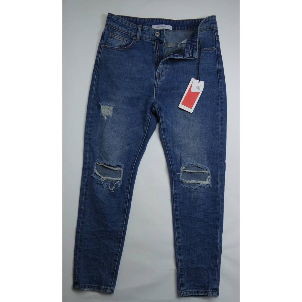 women's Q2 Premium Denim, destroyed high rise ankle skinny, 30x30